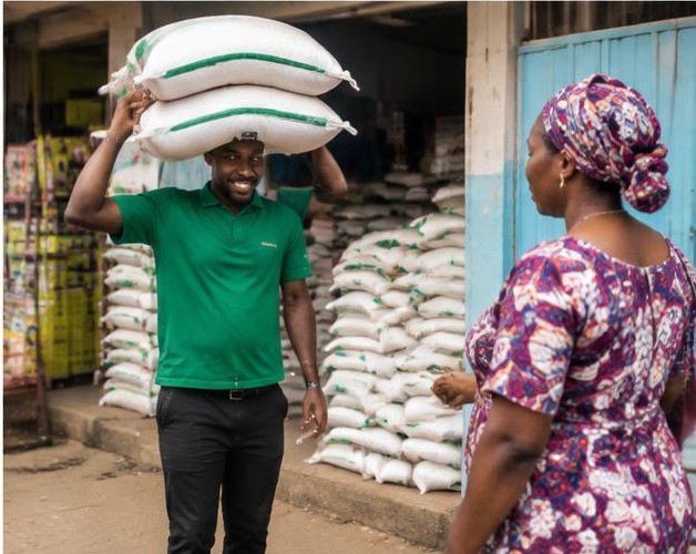 Buy rice in bulk illustrated by people carrying out the activity in Nigeria