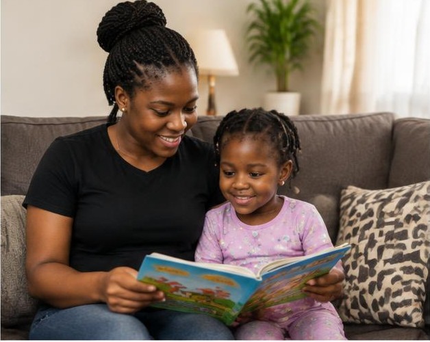 Babysitting illustrated by people carrying out the activity in Nigeria