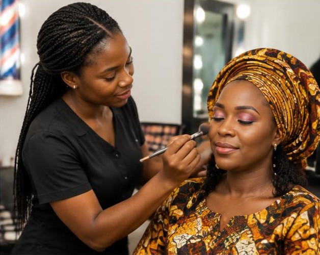 Makeup appointments illustrated by people carrying out the activity in Nigeria