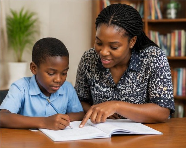 Mathematics tutoring illustrated by people carrying out the activity in Nigeria