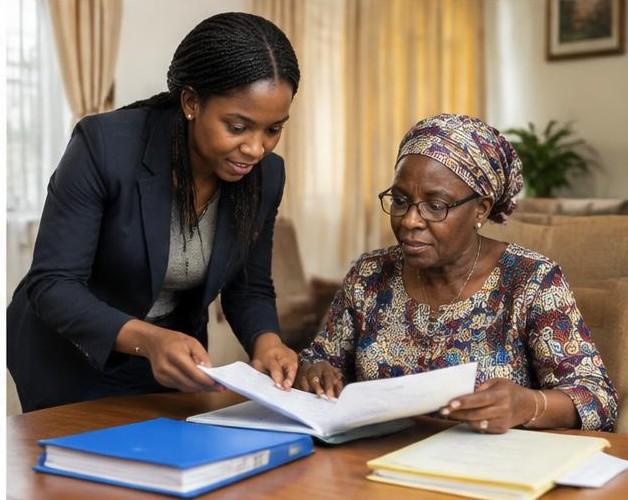Personal assistance illustrated by people carrying out the activity in Nigeria