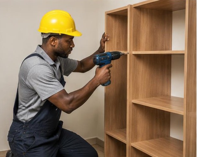 Furniture assembly illustrated by people carrying out the activity in Nigeria