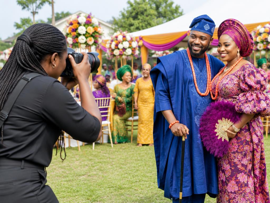 A photographer capturing a wedding couple