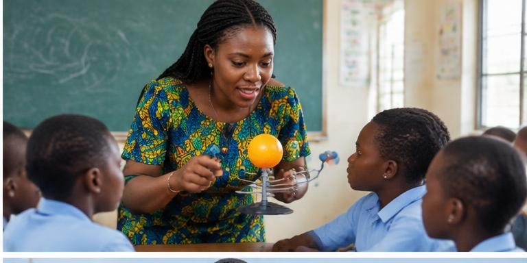 A teacher explaining science to children