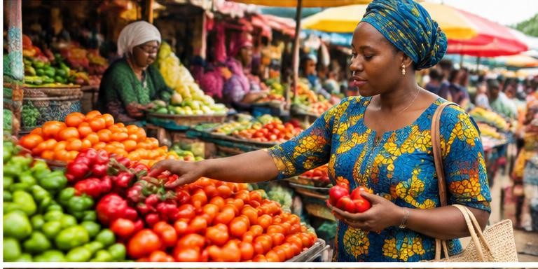 A shopper choosing fresh vegetables at a market