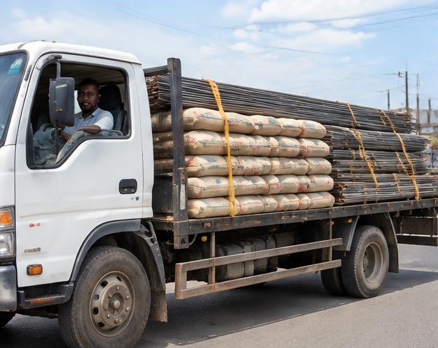 Building-material haulage illustrated by people carrying out the activity in Nigeria