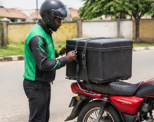 Motorcycle deliveries illustrated by people carrying out the activity in Nigeria