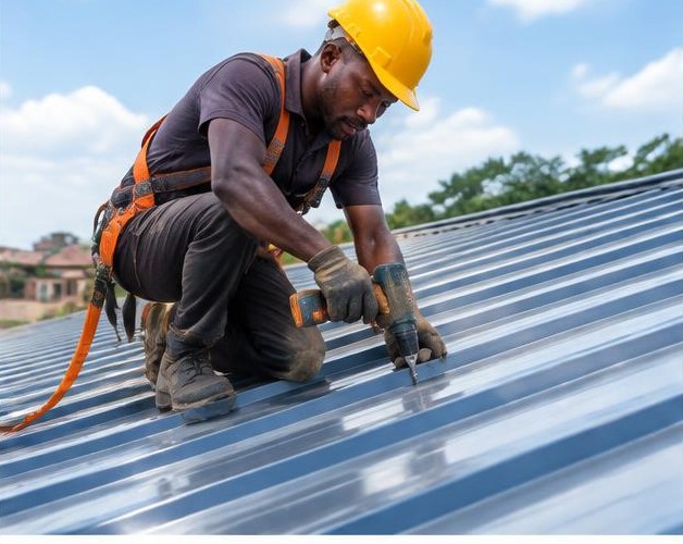 Roof installation illustrated by people carrying out the activity in Nigeria